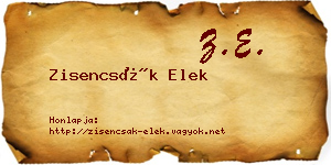 Zisencsák Elek névjegykártya